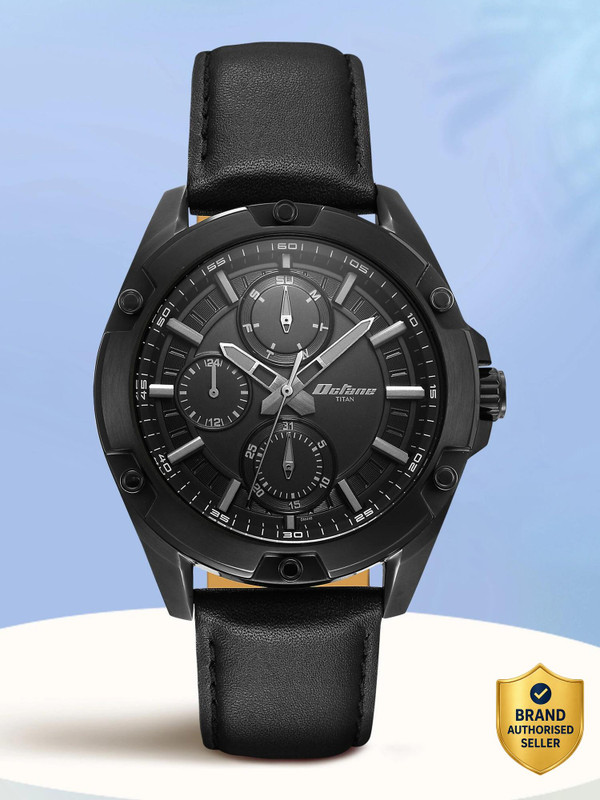 Titan Titan Octane Multifunction Black Dial Black LeatherStrap Automatic Analog Watch  - For Men