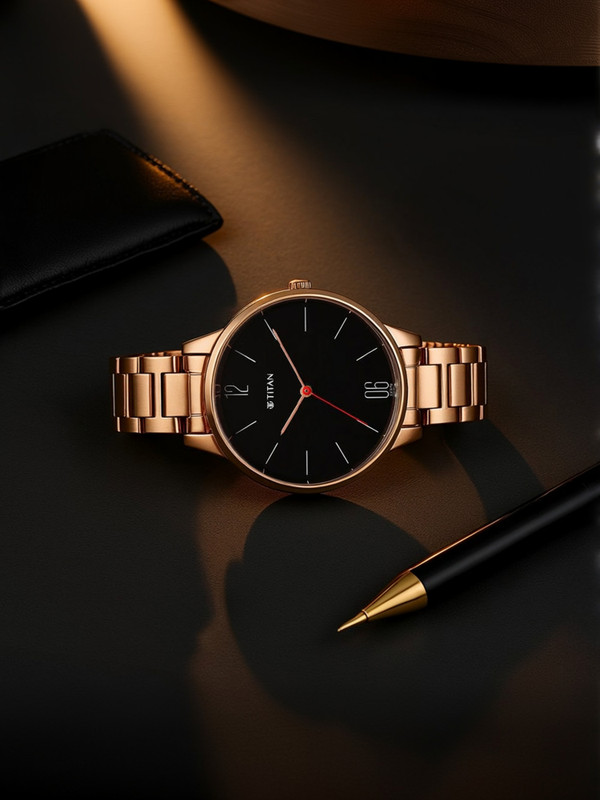 Titan Neo 7 Ladies Titan Neo Multifunction Green Dial Rose Gold Stainless Steel Strap Analog Watch  - For Women