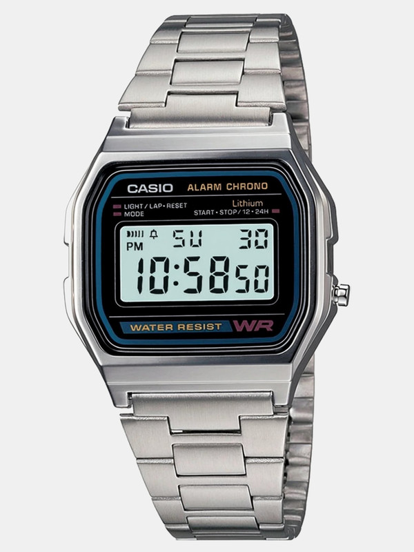 CASIO A-158WA-1DF Vintage A158WA-1DF Black Dial Silver Stainless Steel Band Digital Watch  - For Men & Women