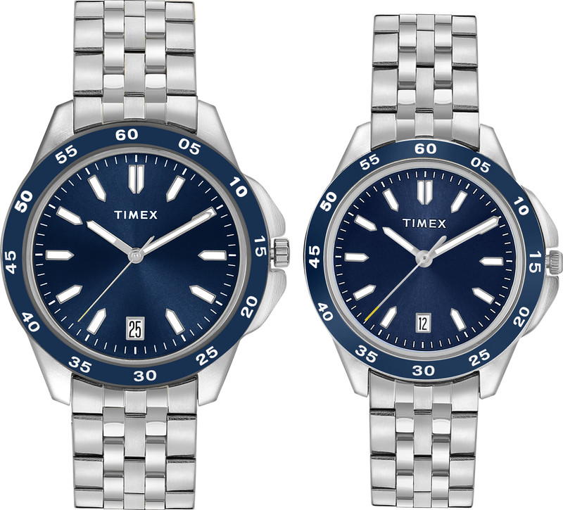 TIMEX Round 43mm Blue Dial Analog Watch  - For Couple