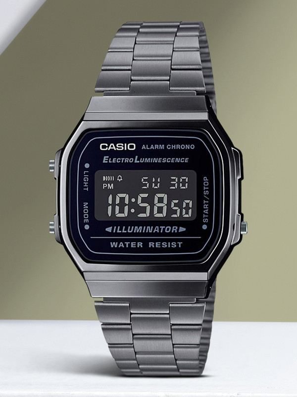 CASIO A-158WA-1DF Vintage A158WA-1DF Black Dial Silver Stainless Steel Band Digital Watch  - For Men & Women