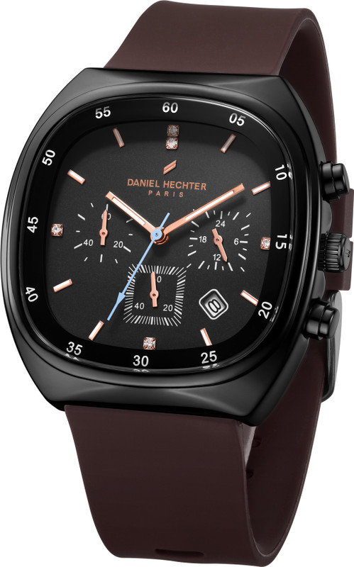 DANIEL HECHTER Model DHM1001 Paris Bercy Collection Modern Multi Functional Square Dial and Silicon Band Analog Watch  - For Men