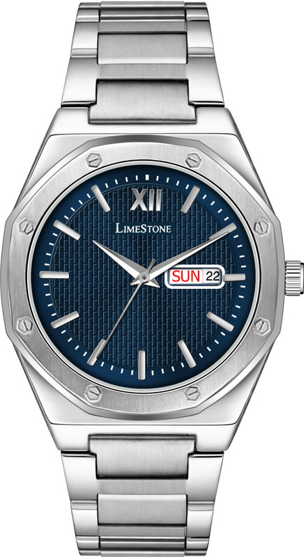 LIMESTONE HEXA Designer Screw Series | Day & Date Functioning | Stainless Steel | Quartz Analog Watch - For Men - Photo 6
