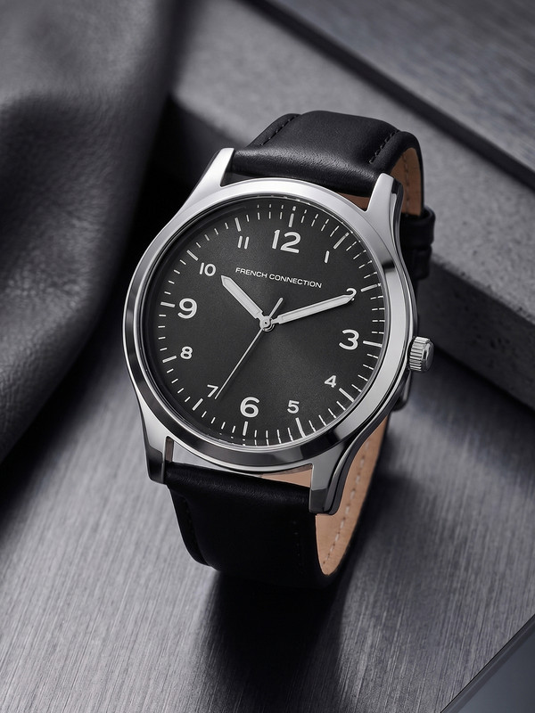 French Connection Men's Round Black Dial Analog Watch Analog Watch  - For Men