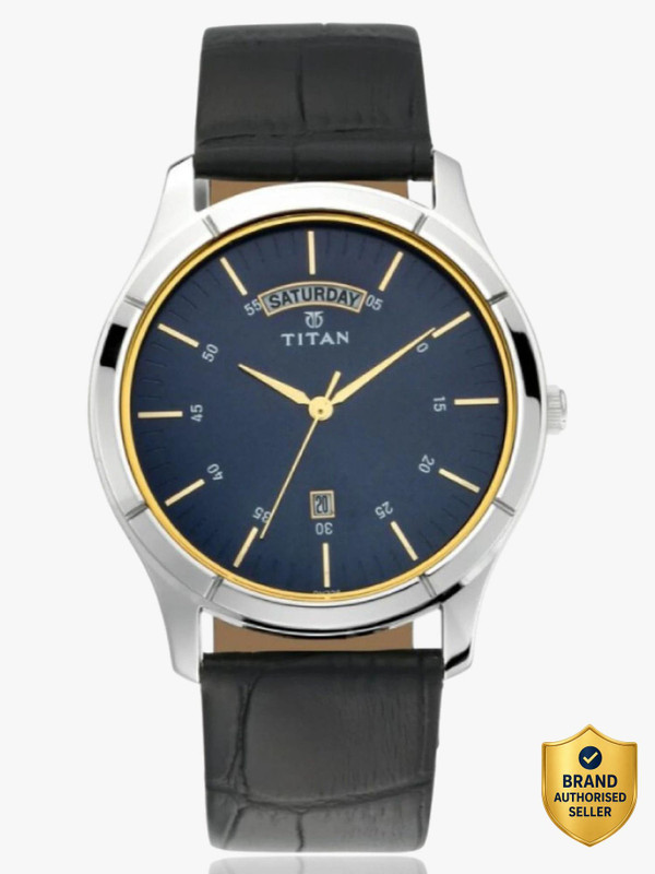 Titan Titan Workwear Midnight Blue Dial Black LeatherStrap Analog Watch  - For Men