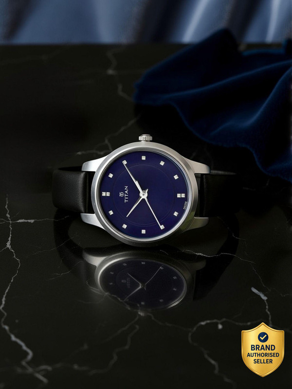 Titan NP2481SL08 Titan Workwear Minimalist Blue Dial Black LeatherStrap Analog Watch  - For Women