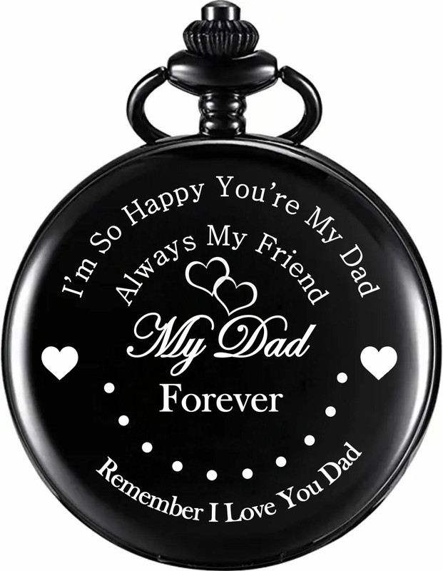GT Gala Time Premium My Dad My Hero Theme Antique Black Pocket Watch Key Chain with Key Ring Car Bike Key Chain Antique Gandhi Design Pocket Watch Father’s Day Gift for Dad Black Metal Pocket Watch Chain