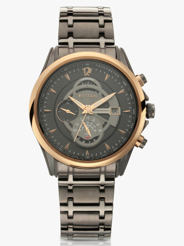 Titan NQ1830KM01 Titan Maritime Chronograph Anthracite Dial Anthracite SS Strap Analog Watch  - For Men