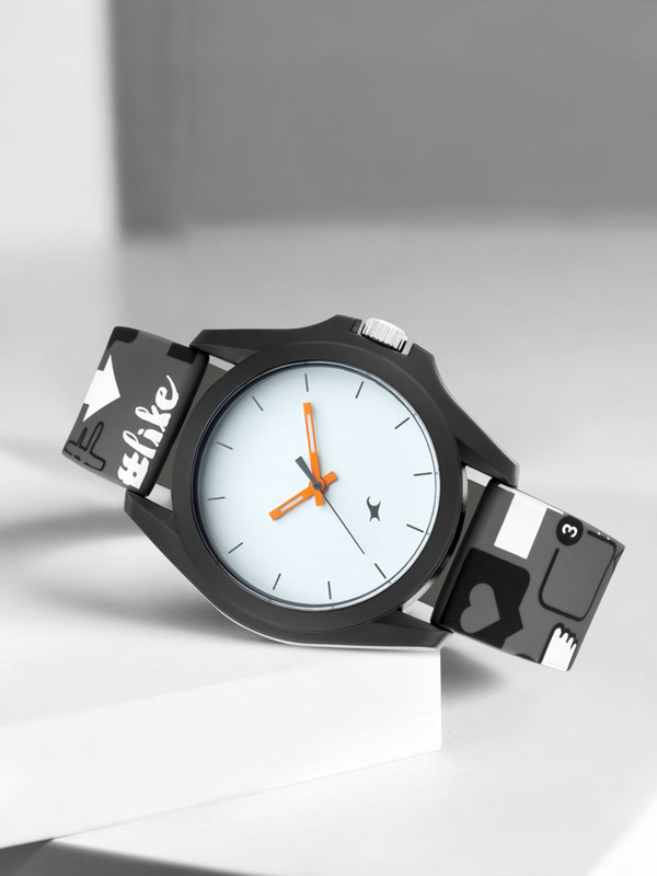 Fastrack 68011PP04W Fastrack Hashtag White Dial Blue Silicone Strap Unisex Analog Watch - For Men & Women