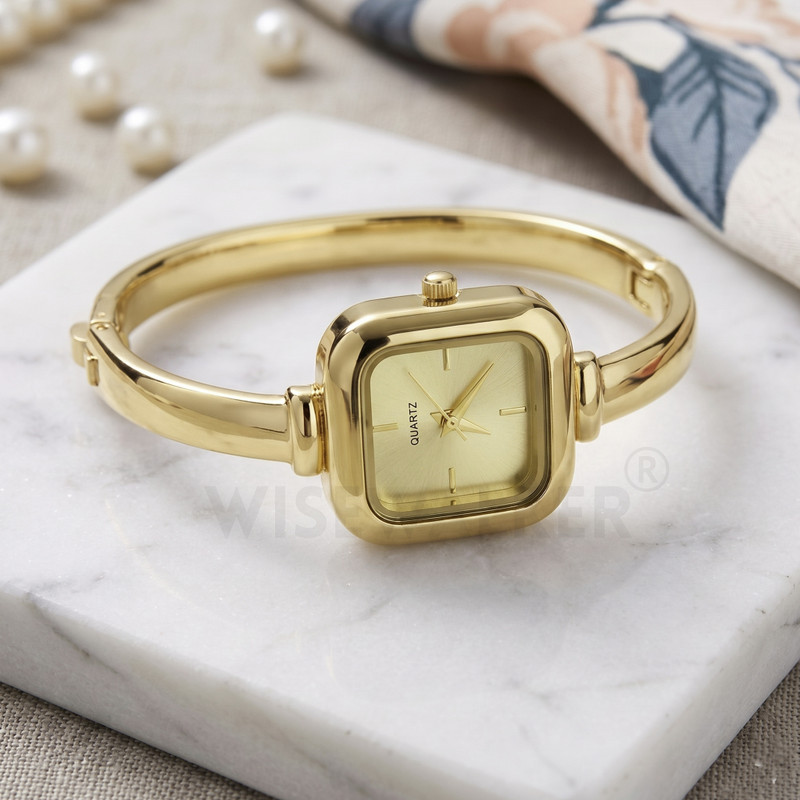 WiseWalker Women & Girls Gold Square Dial Bangle Watch Analog Watch - For Women