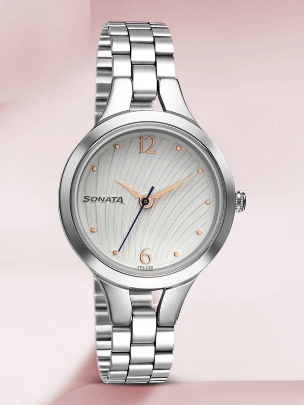 SONATA NP8141KM02 Sonata Play Silver Dial Silver Stainless Steel Strap Analog Watch - For Women
