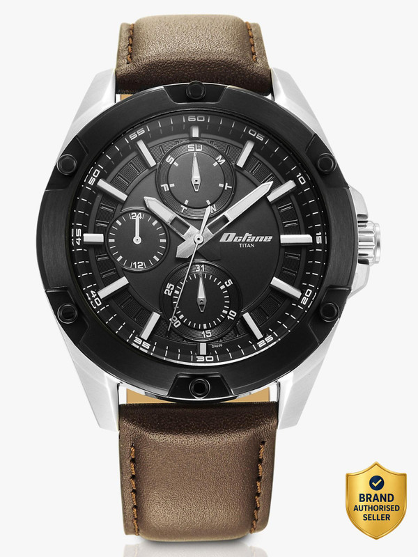 Titan Titan Octane Multifunction Black Dial Brown LeatherStrap Automatic Analog Watch - For Men