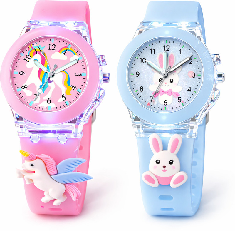 DIGIL CUTE KID WATCH GIRLS-COMBO-UNICORN-BUNNY-PINKBLUE Kids Watch Girls Analog Watch  - For Girls