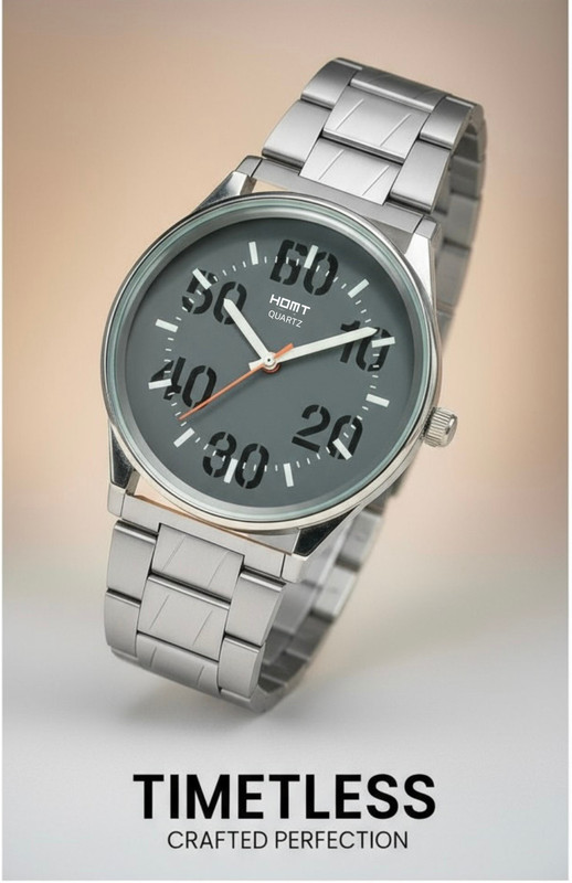 homt Silver Chain Grey Dial Wrist watch for men Stylish Silver Chain Watch Grey Dial Analog Watch  - For Men