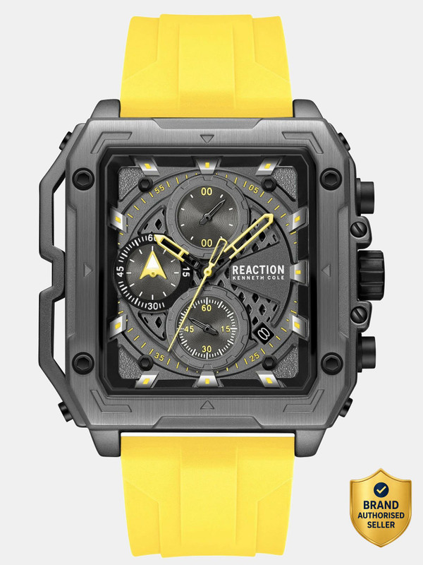 Kenneth Cole Reaction New Collection CHRONO 3 EYES DATE GUN RECTANGULAR NORTH - SOUTH Shape Analog Watch  - For Men