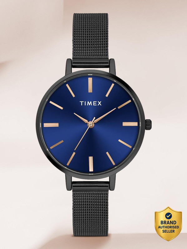 TIMEX Round 35mm Blue Dial Analog Watch - For Women
