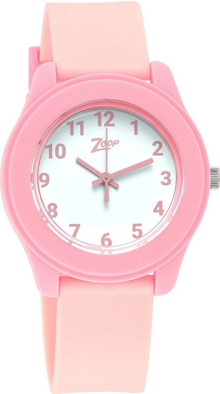 Zoop Zoop Basic Quartz White Dial Pink Plastic Strap Analog Watch - For Boys & Girls