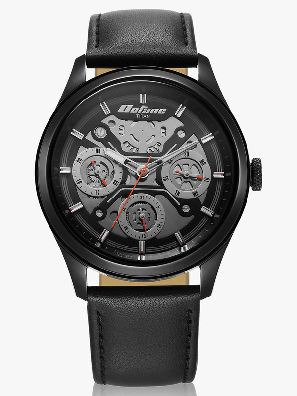 Titan NQ1805NL01 Titan Workwear Multifunction Black Dial Brown LeatherStrap Analog Watch  - For Men