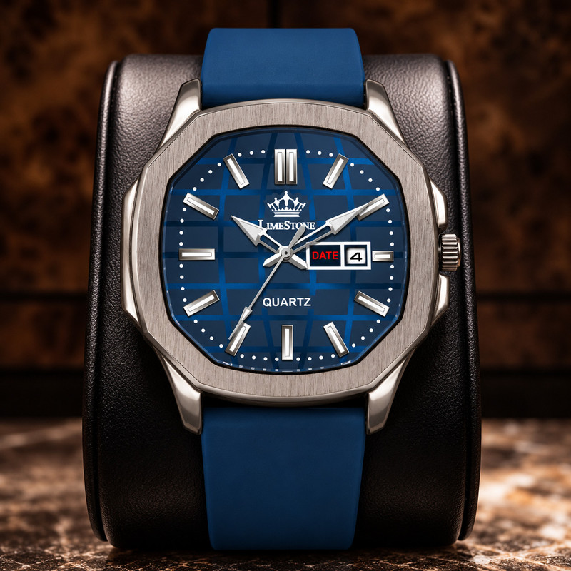 LIMESTONE OTUS Edition | Date Display Feature | Silicone Strap | Quartz Analog Watch - For Men