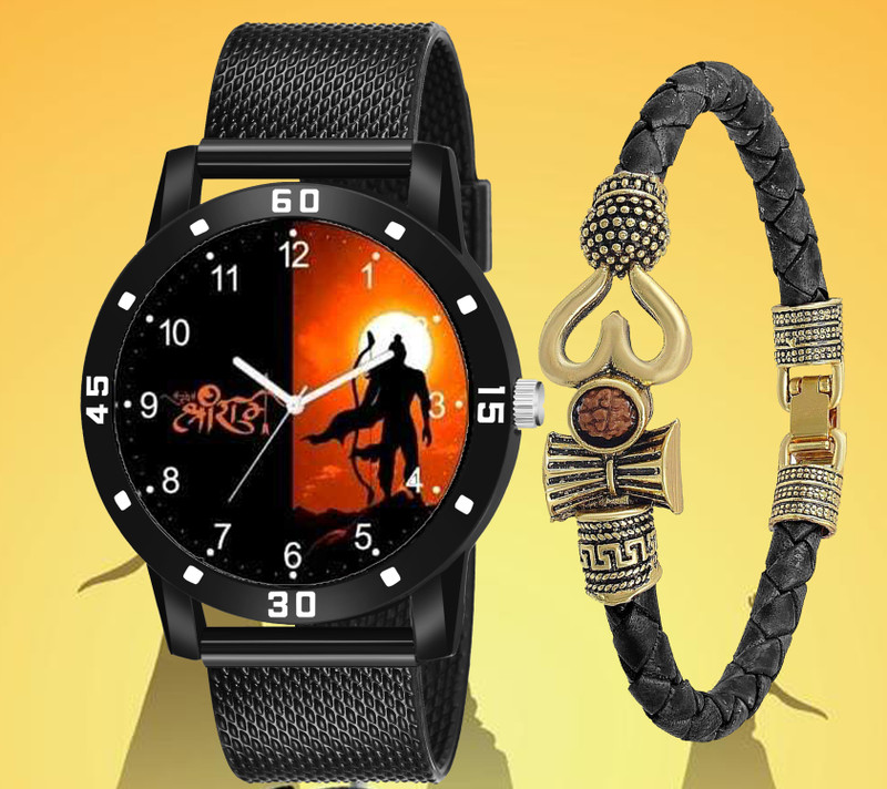 just like Lord Of Siva Watch And Leathers God Bracelets Combo Analog Black Rubbers Strap Wrist Watches For Boy And Men Analog Watch Analog Watch  - For Boys