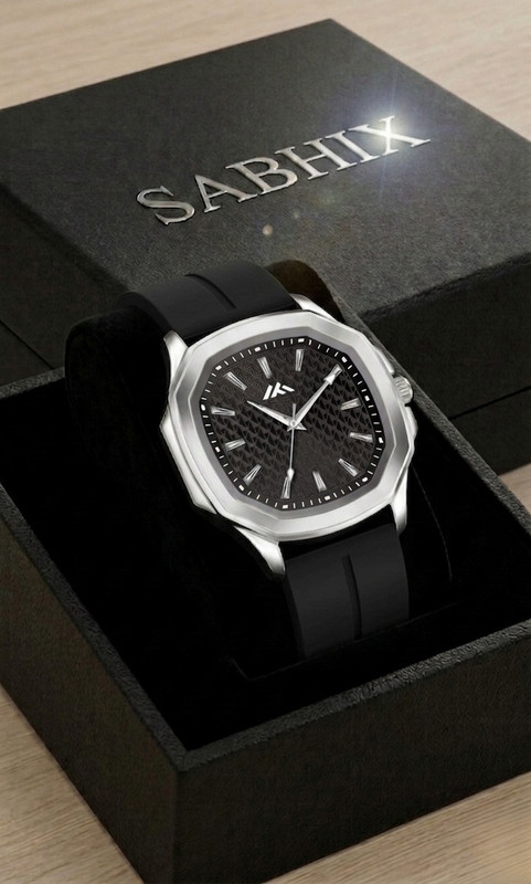 SABHIX Modern Black Quartz MT-61-qw Black Dial Analog Watch With Black Silicone Strap for Men | Classic Quartz Analog Watch  - For Men