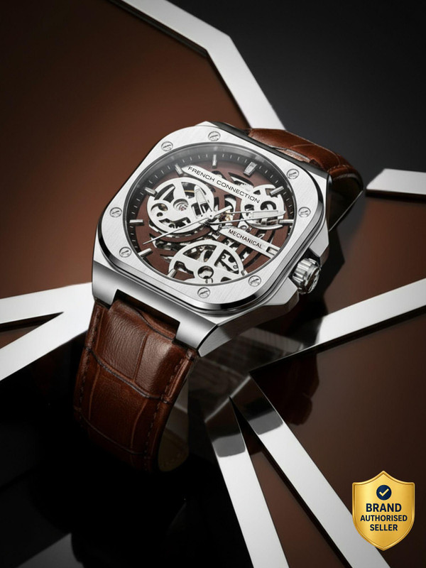 French Connection FCA15BRL Brown Textured Dial - Flat 75% Off