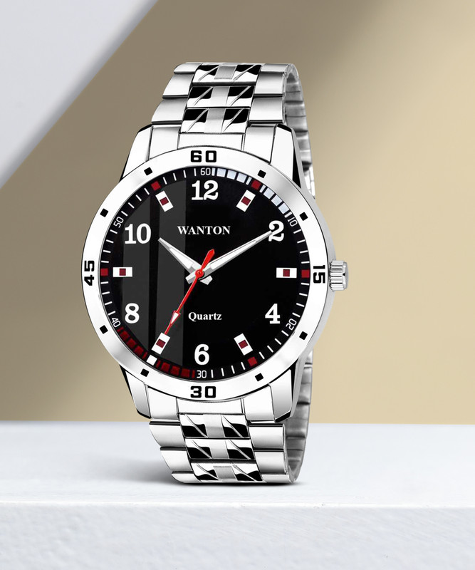 WANTON stainless steel chain shiny attractive Black stylish dial Analog Watch  - For Men