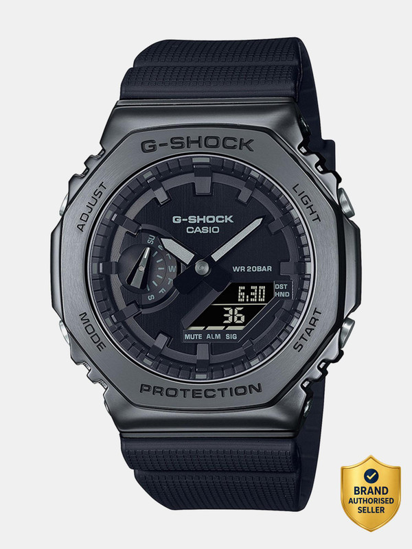 CASIO GM-2100BB-1ADR G-SHOCK Black Ip Dial Resin Strap Analog-Digital Watch - For Men