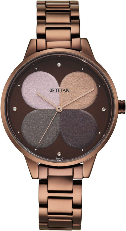 Titan 2648QM01 Titan Purple Multicolour Dial Brown Metal Strap Analog Watch - For Women
