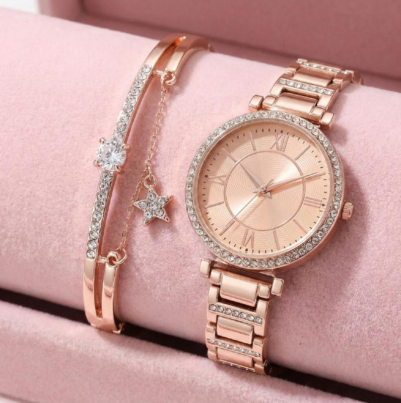 watchstar Celestial Glimmer" Silver Crystal Dial Watch & Star Charm Bracelet Set Watch and Bracelet combo for women02 Analog Watch - For Women