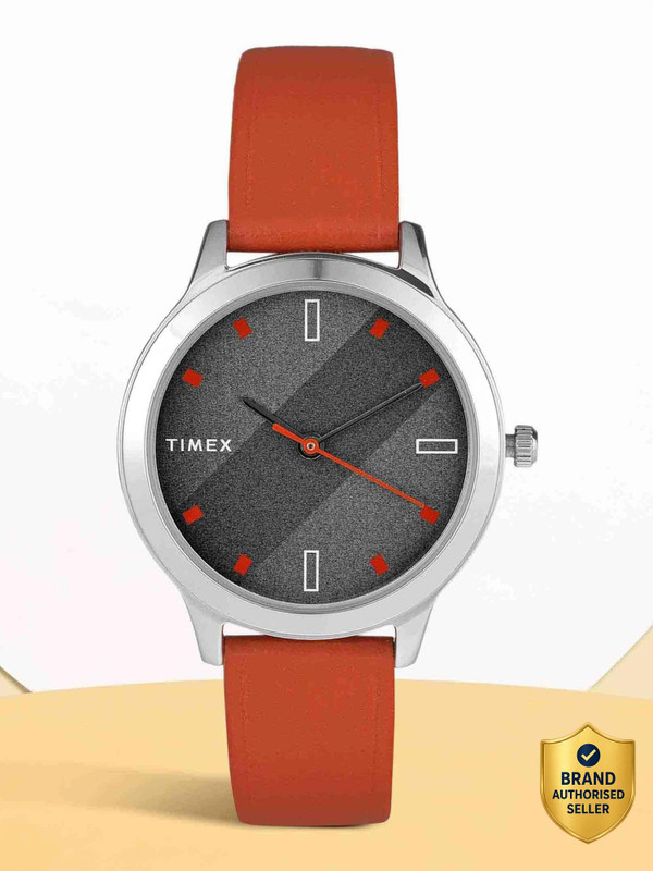 TIMEX TWTL10101 Grey Dial Genuine Leather Strap Analog Watch - For Women