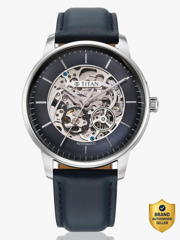 Titan Mechanical Automatic Titan Automatic Midnight Blue Dial Blue Leather Strap Analog Watch  - For Men