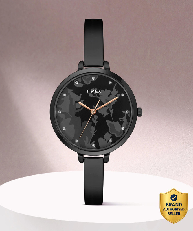 TIMEX Round 34mm Black Dial Analog Watch  - For Women