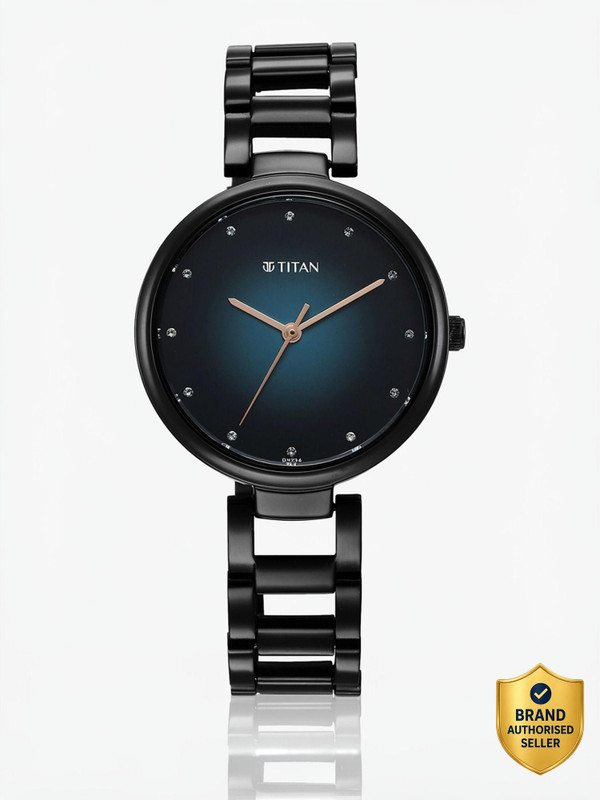 Titan Titan Gradient Blue Dial Black Stainless Steel Strap Analog Watch  - For Girls