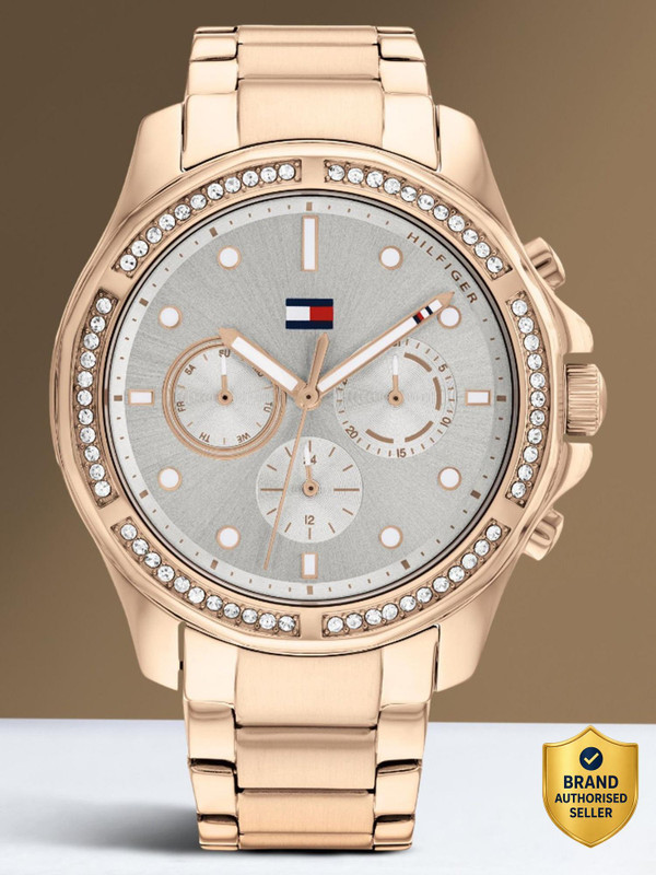TOMMY HILFIGER Women Grey Dail Watch Tommy Hilfiger Multifunction Grey Dial Rose Gold SS Strap Analog Watch  - For Women