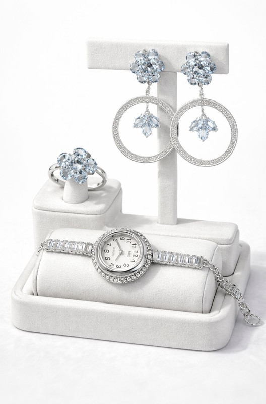 APX Silver/watch_earring/set Watch, earrings, ring combo Analog Watch - For Girls