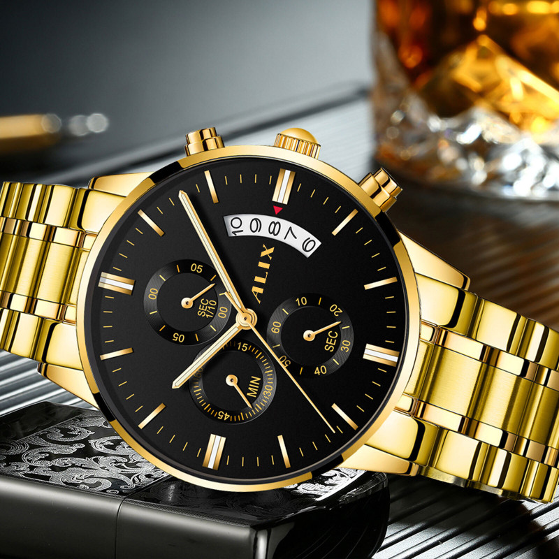 Alix Business fashion ultra thin chronograph waterproof with stainless steel strap Analog Watch  - For Men