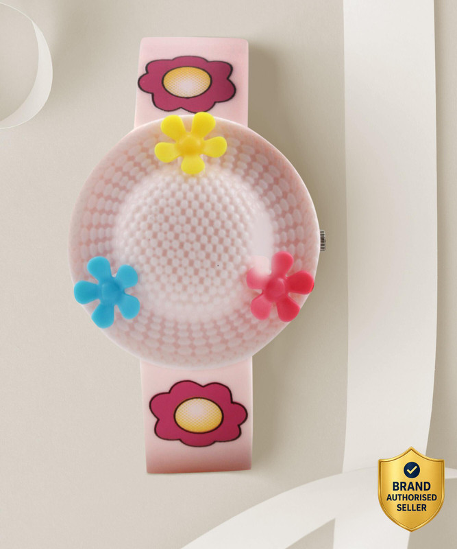 Zoop NKC4032PP01W Zoop Quartz Gold Dial Pink Silicone Strap Analog Watch - For Girls