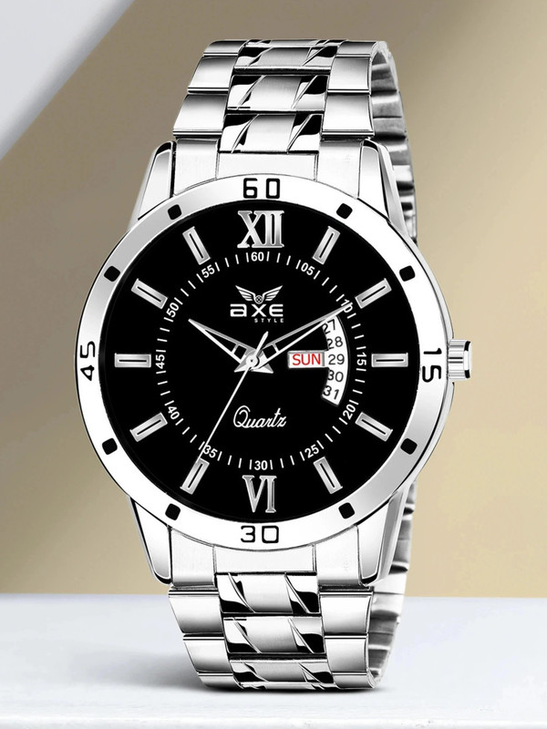 AXE Style XDD-7039 XDD-7039 Branded/Brand Day&Date Black Steel Chain Water Resistant Watch For Men Analog Watch - For Men