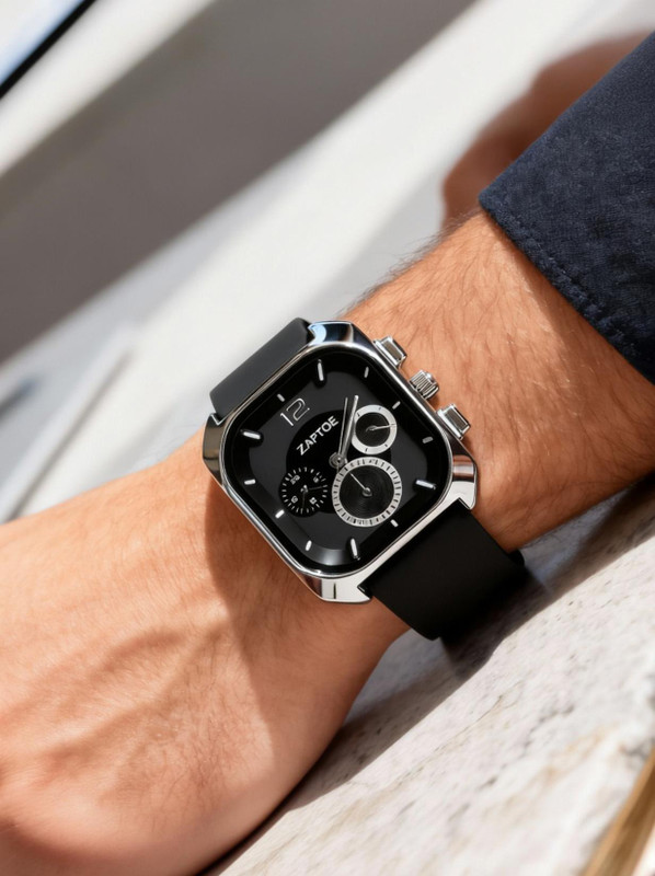 ZAPTOE Stylish Black & Grey Dial Watch with Black Silicone Strap | Best for Daily Wear Analog Watch  - For Men
