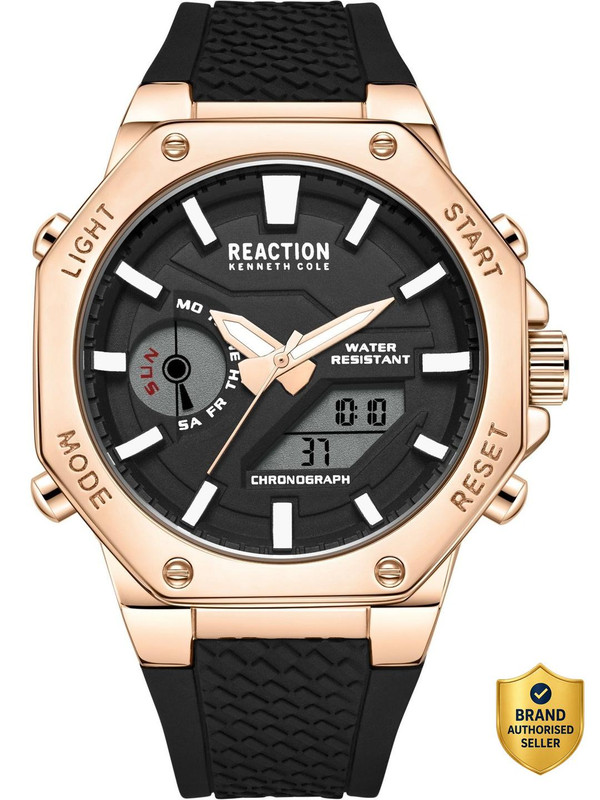 Kenneth Cole Reaction Digi-Analog Black Textured Dial | Chronograph Watch for Men's | KRWGP2191704 Analog-Digital Watch - For Men