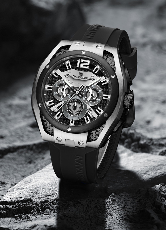 NAVIFORCE NF8063 Sporty Silver-Black multifuntional chronograph Analog Watch  - For Men