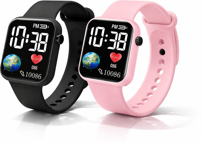 DIGIL Earth Display animation on LED screen earth digital led watch for kids Combo Digital Watch - For Boys & Girls