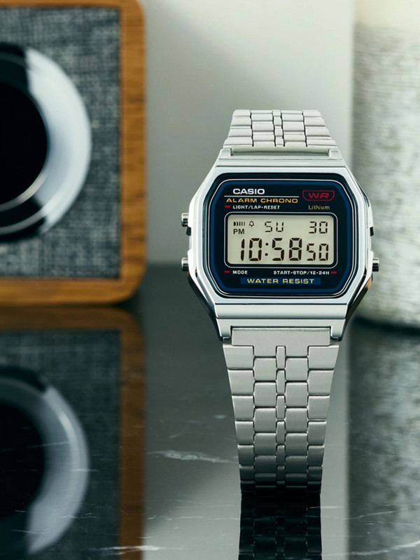 CASIO A159WA-N1DF Vintage Black Dial Silver Stainless Steel Band Digital Watch  - For Men & Women