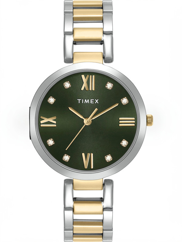 TIMEX Green Dial Stainless Steel Analog Watch  - For Women