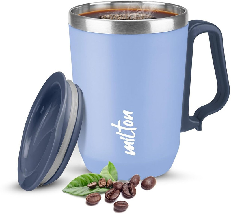 MILTON Cool Touch Coastal Wide Mouth for Easy Cleaning, Sturdy Handle, Hot and Cold Carbon Steel Coffee Mug(300 ml)