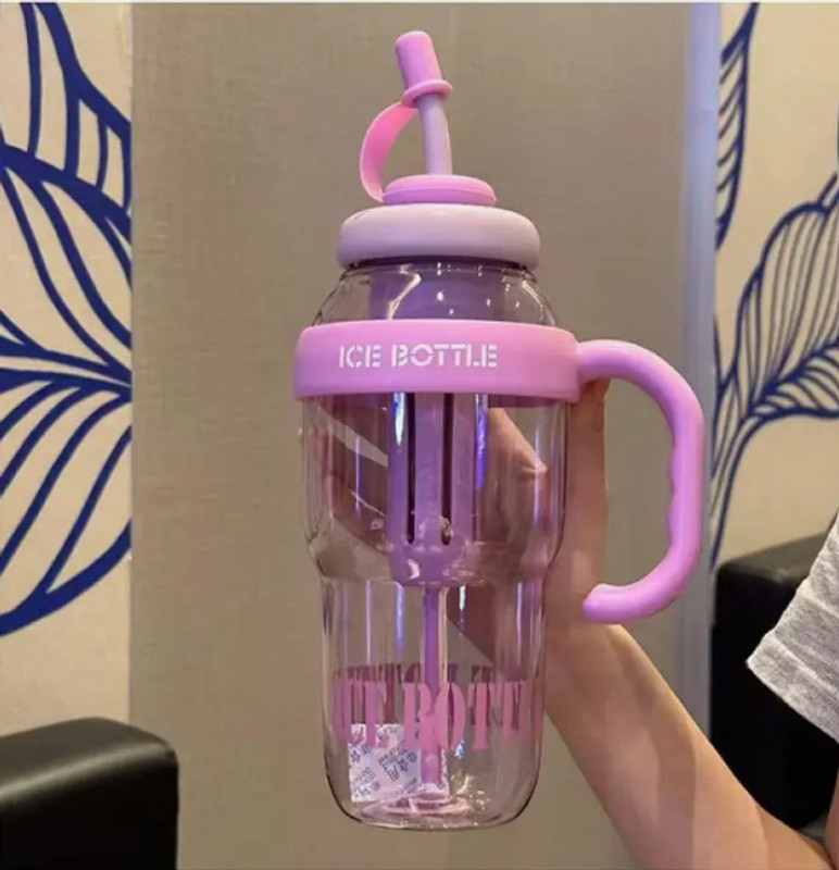 XYJIQS Plastic Sipper Bottle with Straw, Handle, Lid & Built-In Fruit Infuser 1300 ml Plastic Sipper(Pack of 1, Purple)