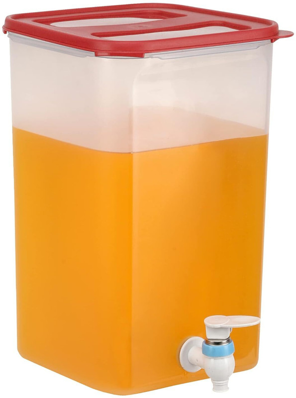 Cutting EDGE Dispenser Jar for Juice, Drink, Water With Red Lid & White Tap (7.5 Litre) Bottled Water Dispenser