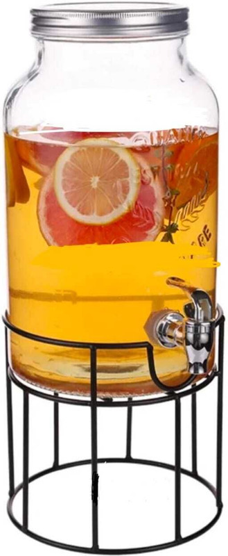 DSRPC 3L Glass Juice Mason Jar Glass Water Dispenser Glass Pitcher with Stand Bottled Water Dispenser