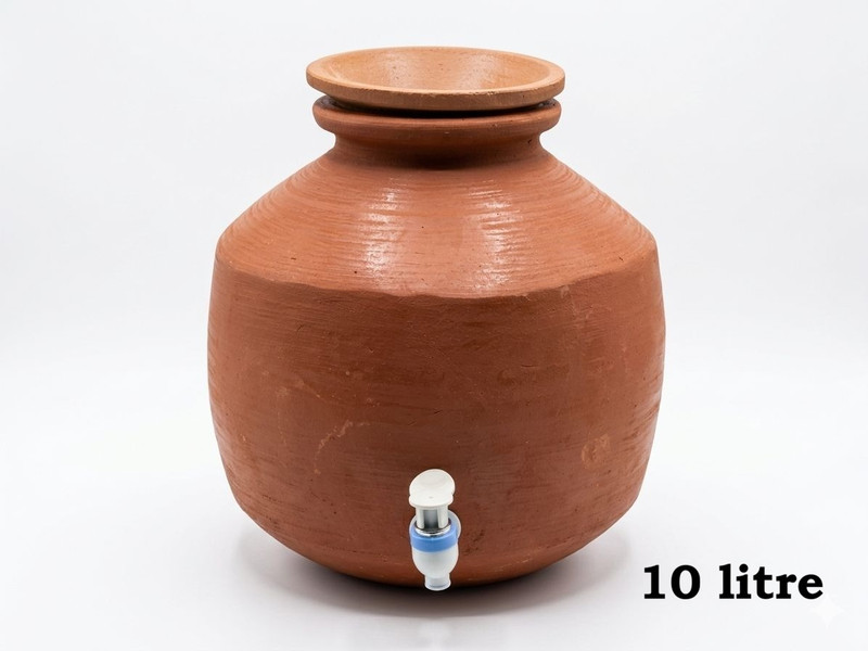 Mittiwalaz Mitti ka Matka 10 litres | Pani ka ghada | Matki with Tap & Lid / Bottled Water Dispenser